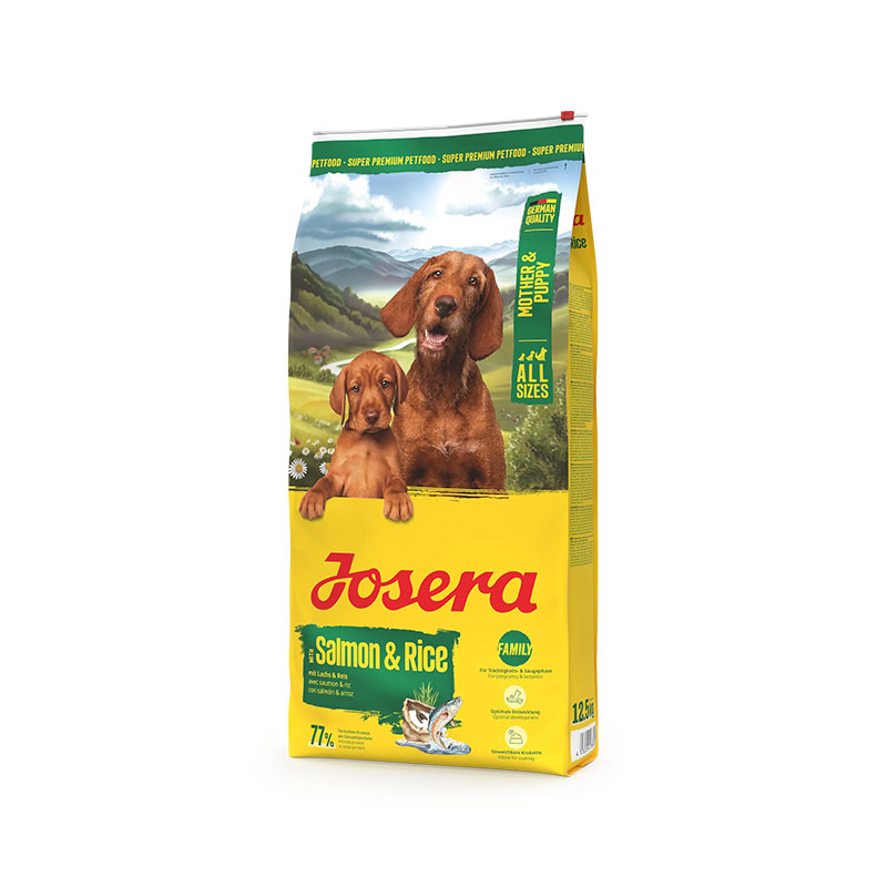 غذای خشک سگ Josera Mother & Puppy با طعم سالمون و برنج، مخصوص توله‌ها و سگ‌های باردار و شیرده